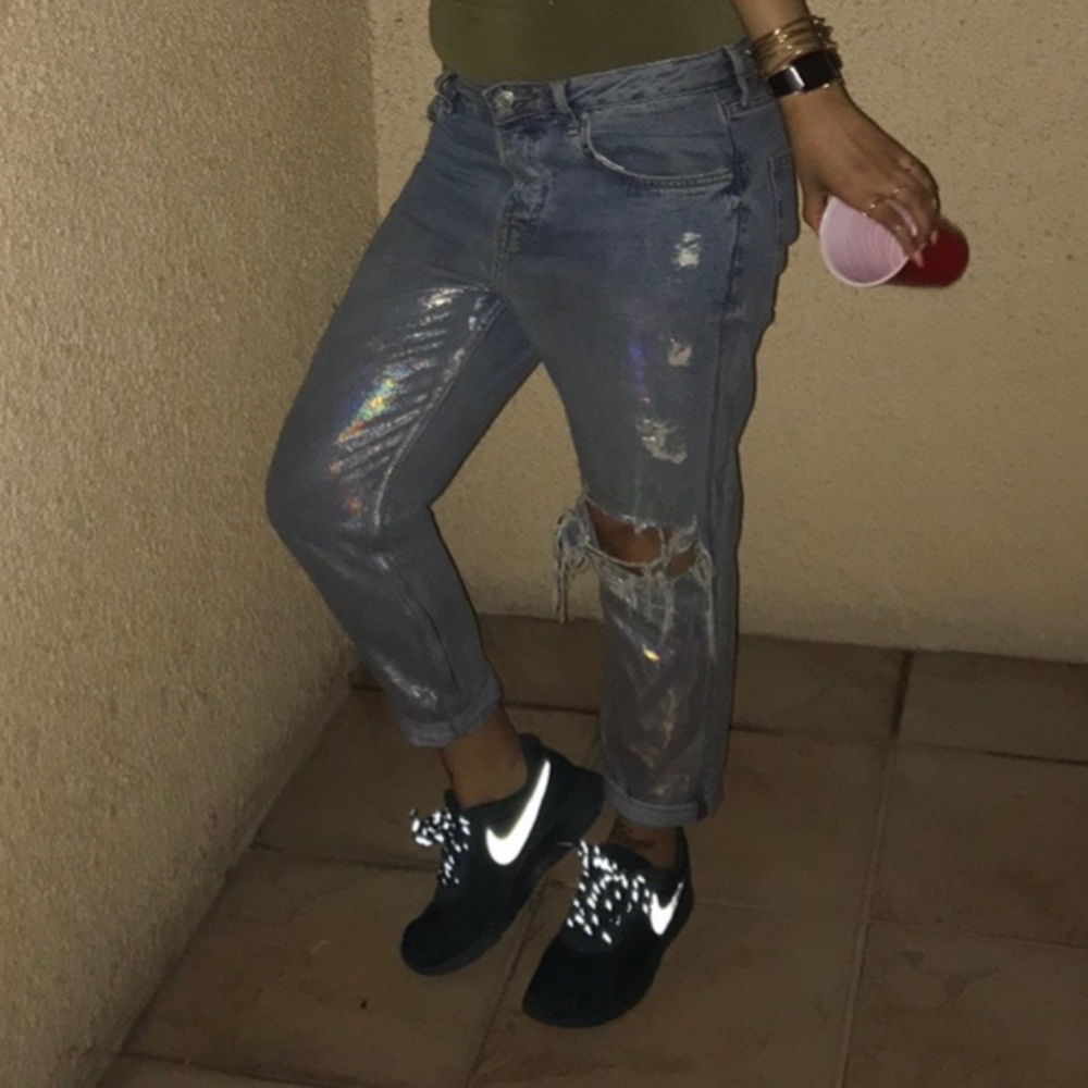 Iridescent Boyfriend Jeans Topshop Hayden